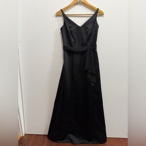 David’s Bridal Black Formal Gown with Sash Size 2